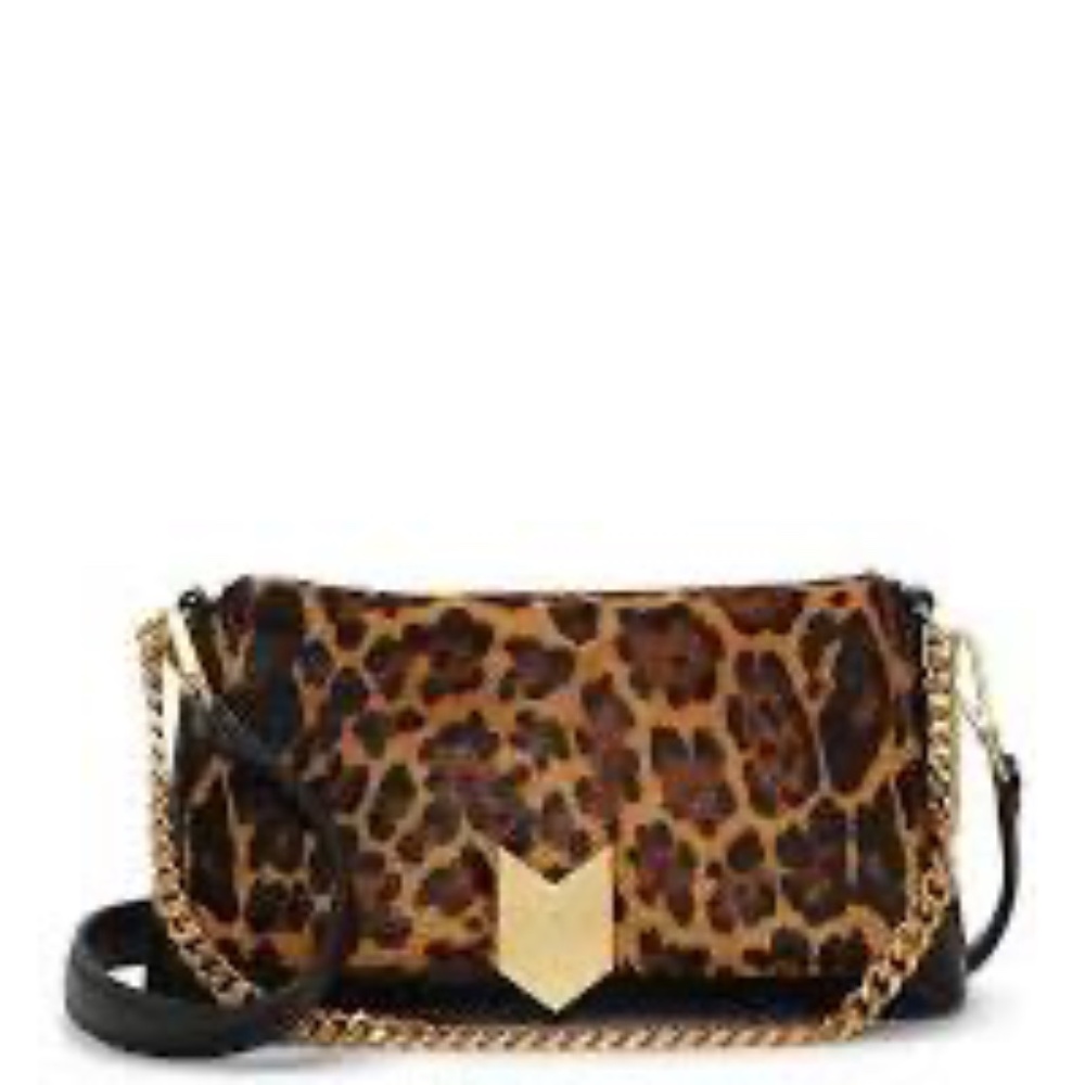 VINCE CAMUTO Theon Flap Leopard Print Crossbody
